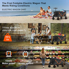 WISELD GT3 Portable Electric Riding Wagon Foldable Camping Cart Powered Towing Collapsible