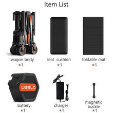 WISELD GT3 Portable Electric Riding Wagon Foldable Camping Cart Powered Towing Collapsible