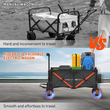 WISELD GT3 Portable Electric Riding Wagon Foldable Camping Cart Powered Towing Collapsible