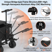 WISELD GT3 Portable Electric Riding Wagon Foldable Camping Cart Powered Towing Collapsible