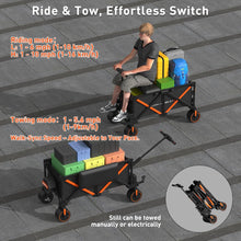 WISELD GT3 Portable Electric Riding Wagon Foldable Camping Cart Powered Towing Collapsible