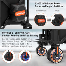 WISELD GT3 Portable Electric Riding Wagon Foldable Camping Cart Powered Towing Collapsible